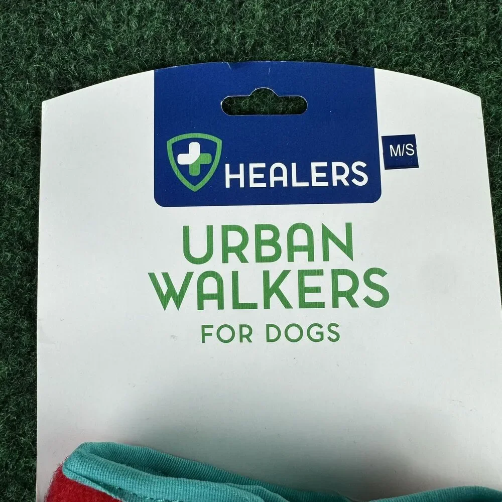 Urban Walkers Dog Boots in Red with Teal Trim